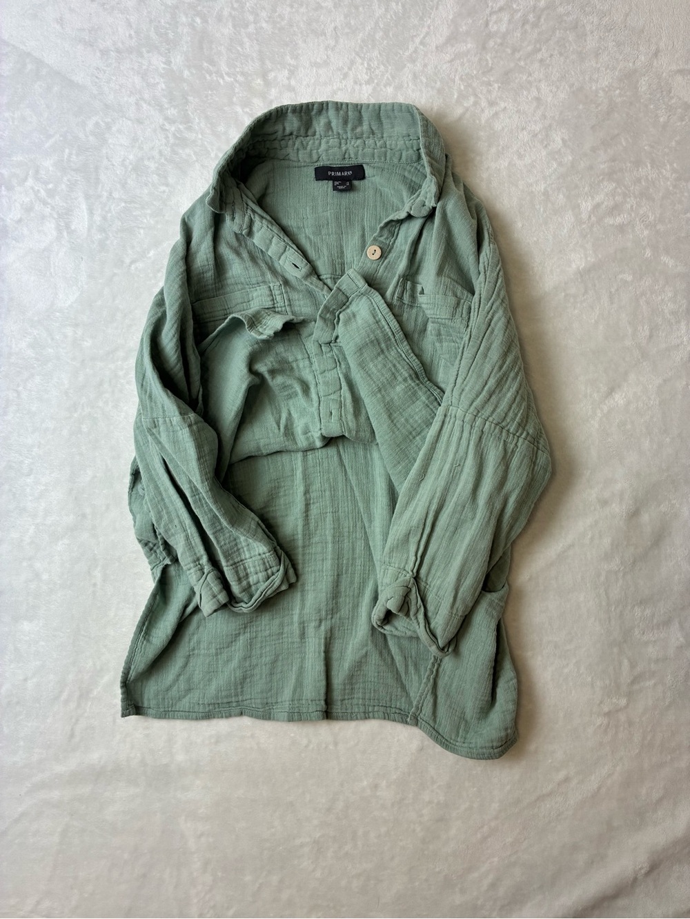 Primark Sage Green Textured Button Front Shirt - Picture 4 of 8
